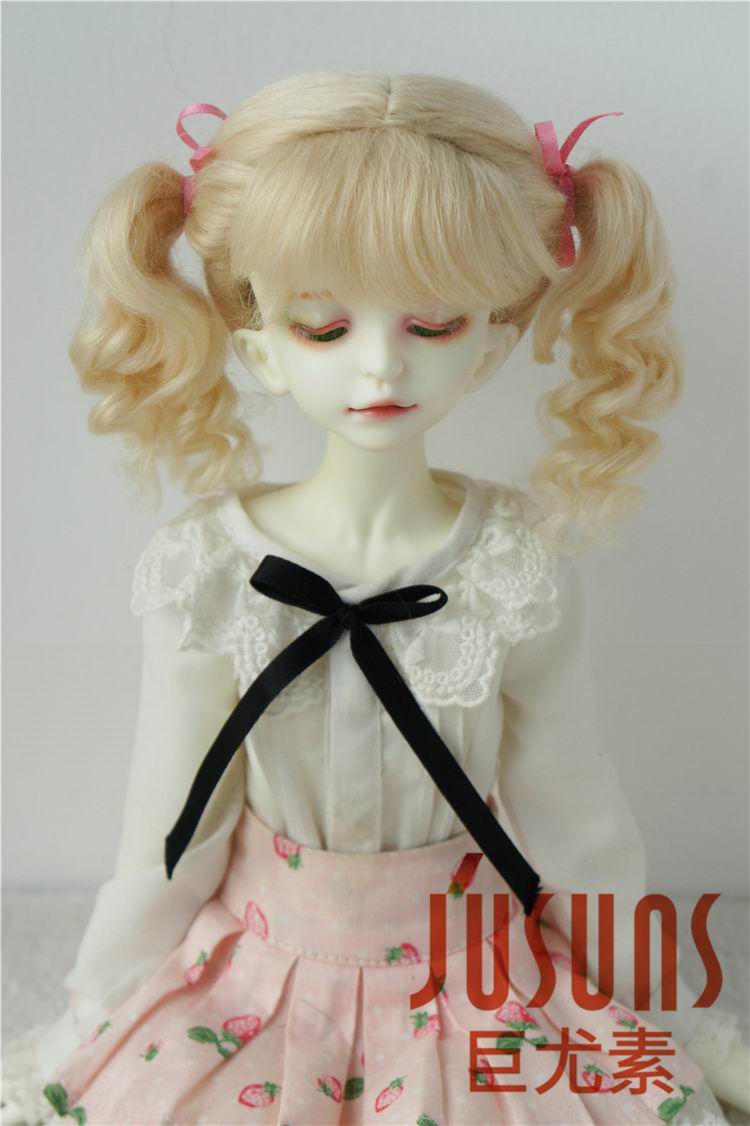 Lovely Two Pony Braids BJD Mohair Doll Wig JD428