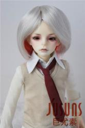 Grey Red Short Cut Doll Wig Kanekalon Fiber JD052