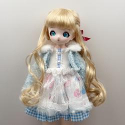 Newly Half-up Hairstyle with Bow BJD Curly Synthetic Mohair Doll Wig JD893