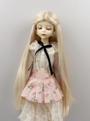 JD908 Elegant Braided BJD Synthetic Mohair Wigs With Floral Hair Clip